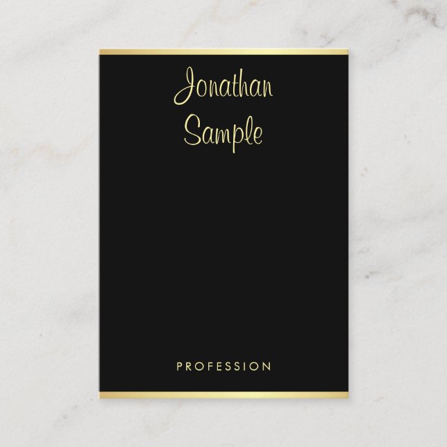Moderne, stilvolle Handschrift Name Black Gold Tre Visitenkarte (Vorderseite)