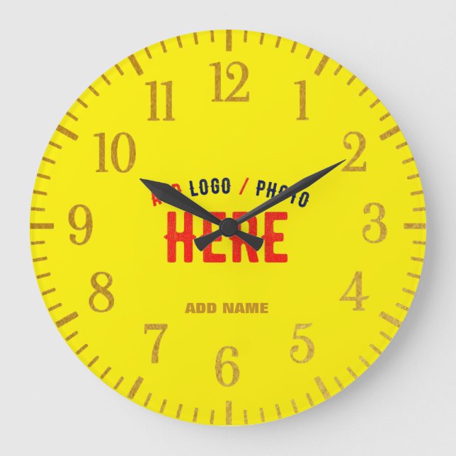 MODERNE, STILVOLLE, HELLE GELBEN-ÜBERPRÜFTE MARKE GROßE WANDUHR (Vorderseite)
