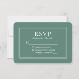 Moderne, stilvolle Hochzeit Eukalyptus Green RSVP Karte
