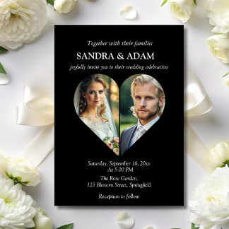 Moderne, stilvolle Hochzeit im Foto Einladung