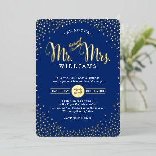 MODERNE STILVOLLE HOCHZEIT Konfetti navyblau gold Folieneinladung