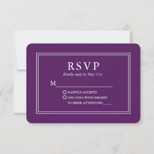 Moderne, stilvolle Hochzeit Lila RSVP Karte