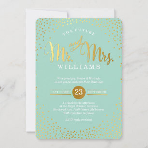 MODERNE STILVOLLE HOCHZEIT Mini Goldkonfetti Minze Einladung