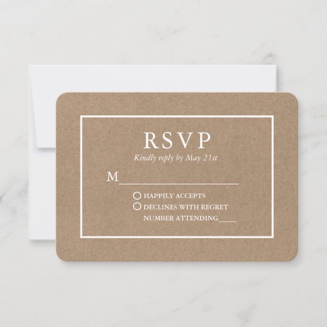 Moderne, stilvolle Hochzeit RSVP Karte (Vorderseite)