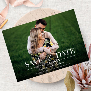 Moderne, stilvolle Hochzeit spart das Date-Foto Einladung