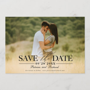 Moderne, stilvolle Hochzeit spart das Date-Foto Einladung