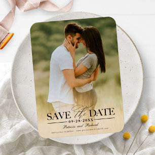 Moderne, stilvolle Hochzeit spart das Date-Foto Magnet