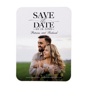 Moderne, stilvolle Hochzeit spart das Date-Foto Magnet