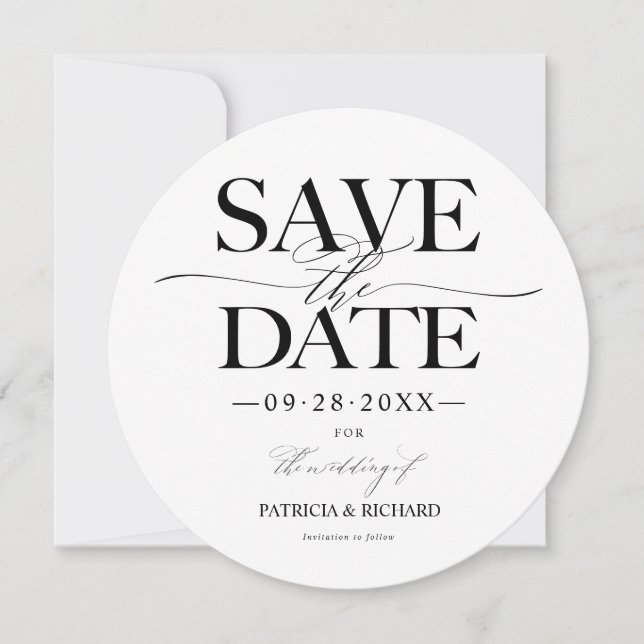 Moderne, stilvolle Hochzeit spart das Date Non Fot Einladung (Vorderseite)