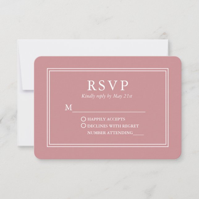 Moderne, stilvolle Hochzeitstil-Rose Gold RSVP Karte (Vorderseite)
