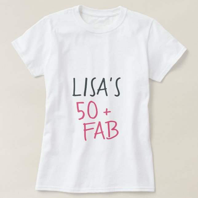Moderne Stilvolle Hot Pink Black 50 Fabulous Gebur T-Shirt (Design vorne)