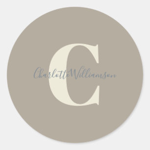 Moderne stilvolle Kalligrafie monogrammierter Name Runder Aufkleber