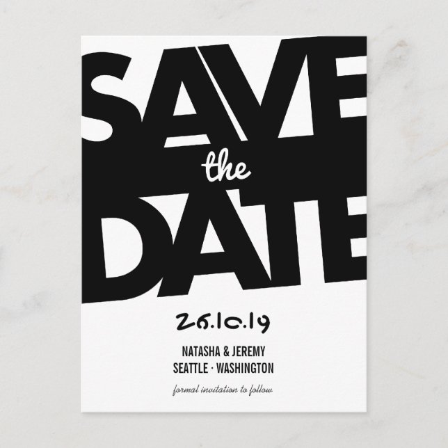 Moderne, stilvolle Kett-Typografie Save the Date Ankündigungspostkarte (Vorderseite)