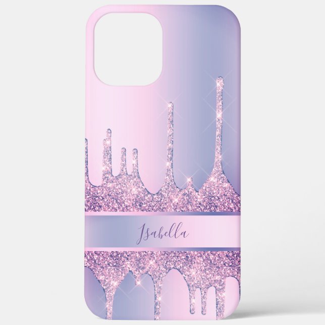Moderne stilvolle lila Glitzer Tropfen maßgeschnei Case-Mate iPhone Hülle (Rückseite)
