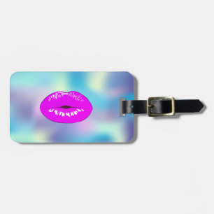 Moderne, stilvolle Lippen, holografisch Gepäckanhänger