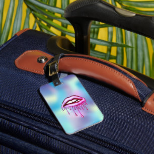 Moderne, stilvolle Metallic Dripping Lips holograp Gepäckanhänger