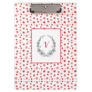 Moderne, stilvolle Monogram Girly Patterns Red Klemmbrett