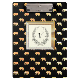Moderne, stilvolle Monogram Patterns Black Gold Klemmbrett