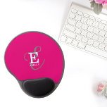 Moderne, stilvolle Monogram Typografie Hot Pink Gel Mousepad<br><div class="desc">Dieses moderne Mauspad mit heller, feiner Optik bietet eine schöne Darstellung Ihres Namens und Monogramms mit klassischen Serifen und einer verzierteren Schrifttyp in einem ausgewogenen symmetrischen Layout. Die drei Elemente verschmelzen mit einer schönen Harmonie und kreieren Ihr eigenes Markenlogo. Hier mit einem trendigen, heißen rosa Hintergrund mit Monogrammelementen in weiß...</div>