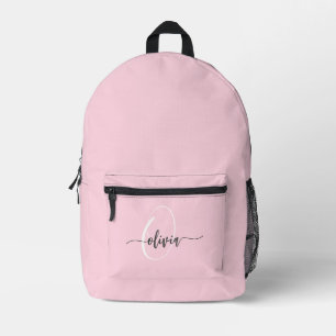 Moderne, stilvolle Monogram Typografie Pink Bedruckter Rucksack