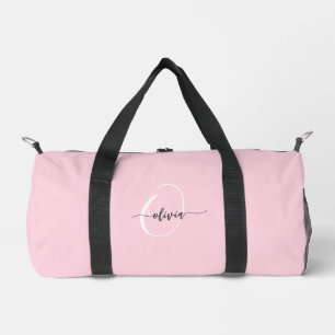 Moderne, stilvolle Monogram Typografie Pink Duffle Bag