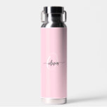 Moderne, stilvolle Monogram Typografie Pink Trinkflasche<br><div class="desc">Modernes Design mit einem stilvollen und trendigen Layout Ihres Namens und Monogramms mit Schriftzeichen-Schriftart. Die beiden Elemente kreieren Ihr eigenes Markenlogo, das Eleganz und Persönlichkeit schafft. Hier zeigt sich ein angesagter Rosaton mit Monogramm-Elementen in Weiß und Grau. Dieses Produkt ist ein großartiges Geschenk für sie und alle, die diesen trendigen...</div>