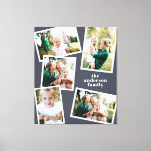 Moderne, stilvolle MultiFoto-Familie blaue Wohnges Leinwanddruck