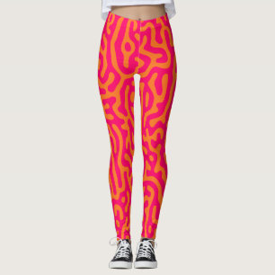 Moderne stilvolle orangefarbene Fuchsia-Leggings Leggings