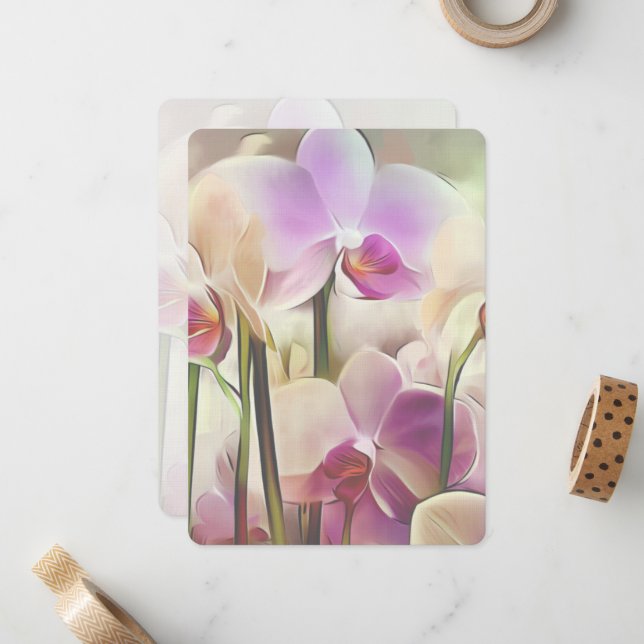 Moderne, stilvolle Orchids | Füge Deinen Namen hin Mitteilungskarte (Vorderseite/Rückseite Beispiel)