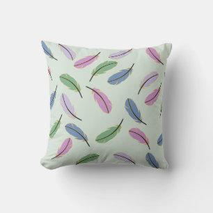 Moderne, stilvolle Pastel Blue Feathers Pattern Kissen