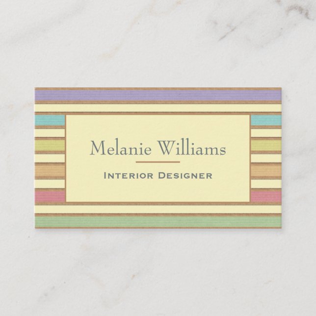 Moderne, stilvolle Pastel Ribbon gestreift Visitenkarte (Vorderseite)