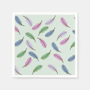 Moderne stilvolle pastellblaue Feder-Muster Serviette