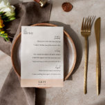 Moderne, stilvolle Pearl & White Wedding Menükarte<br><div class="desc">Modernes Hochzeitsmenü in Weiß mit schwarzen Schriftart und Perlbeige Akzent mit trendigen Schriftart.</div>