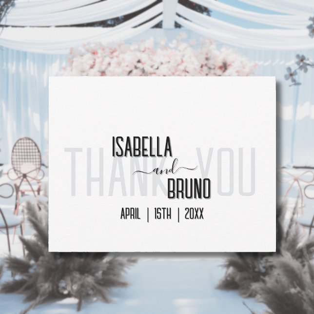 Moderne, stilvolle Personalisierte Schwarz-Text-Ho Dankeskarte (Von Creator hochgeladen)