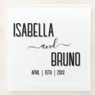 Moderne, stilvolle Personalisierte Schwarz-Text-Ho Glasuntersetzer