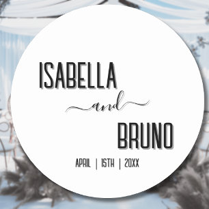 Moderne, stilvolle Personalisierte Schwarz-Text-Ho Runder Aufkleber