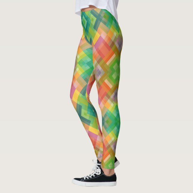 Moderne, stilvolle Quadrate Dreiecke Polygonmuster Leggings (Links)