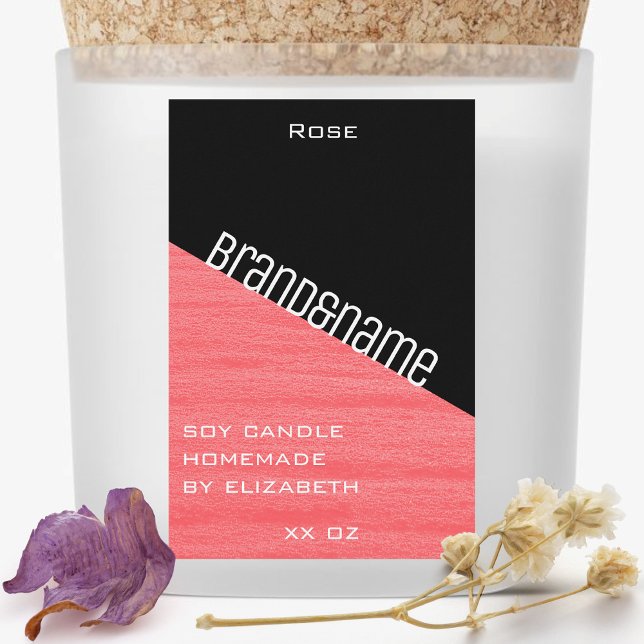 Moderne, stilvolle Rosa Schwarz - Zwei Farben Kerz Lebensmitteletikett (Von Creator hochgeladen)