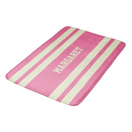 Moderne stilvolle rosa weiße Monogramm-Name Badematte