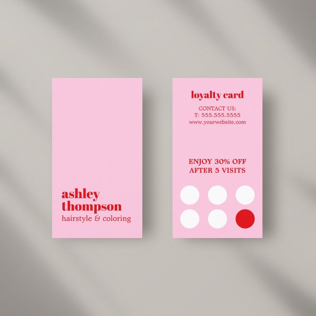 Moderne stilvolle Rose Red Bold Hair Salon Treuekarte (Von Creator hochgeladen)