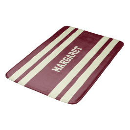 Moderne stilvolle rote weiße Monogramm-Name Badematte