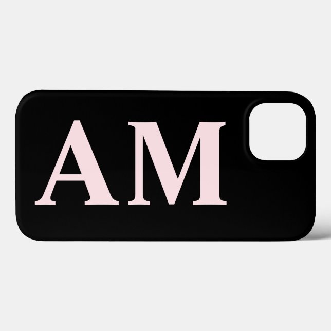 Moderne, stilvolle Schwarz-Pink-Schwarz-Monogramm- Case-Mate iPhone Hülle (Rückseite (Horizontal))