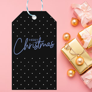 Moderne, stilvolle Schwarz-Weiß-Weihnachtsschrift Geschenkanhänger
