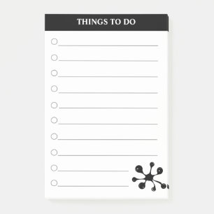 Moderne stilvolle schwarz-weiße Things To Do Post-it Klebezettel