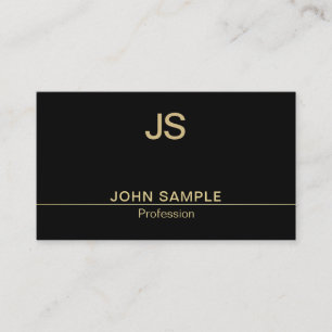 Moderne stilvolle schwarze Gold-Monogramm-Luxus-Ch Visitenkarte