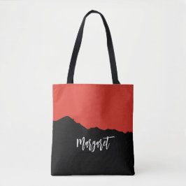 Moderne stilvolle schwarze und orange Monogramm-Na Tasche