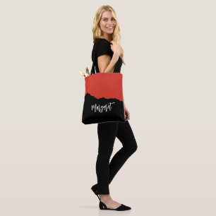 Moderne stilvolle schwarze und orange Monogramm-Na Tasche