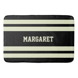 Moderne stilvolle schwarze weiße Monogramm-Name-Ba Badematte