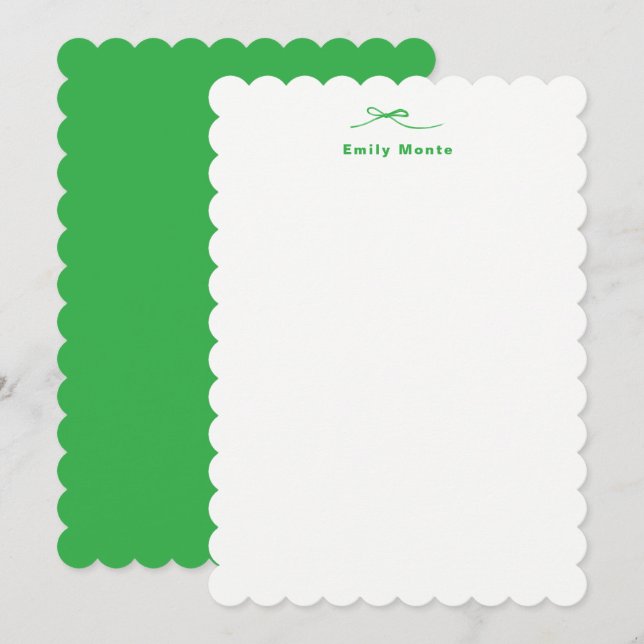 Moderne stilvolle Simple Feminine Girly Bow Green Mitteilungskarte (Vorne/Hinten)