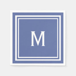 Moderne, stilvolle Slate Blue Monogram Serviette